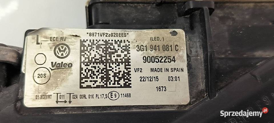 LAMPA LEWA PRZÓD VOLKSWAGEN PASSAT B8 RLINE Lipno