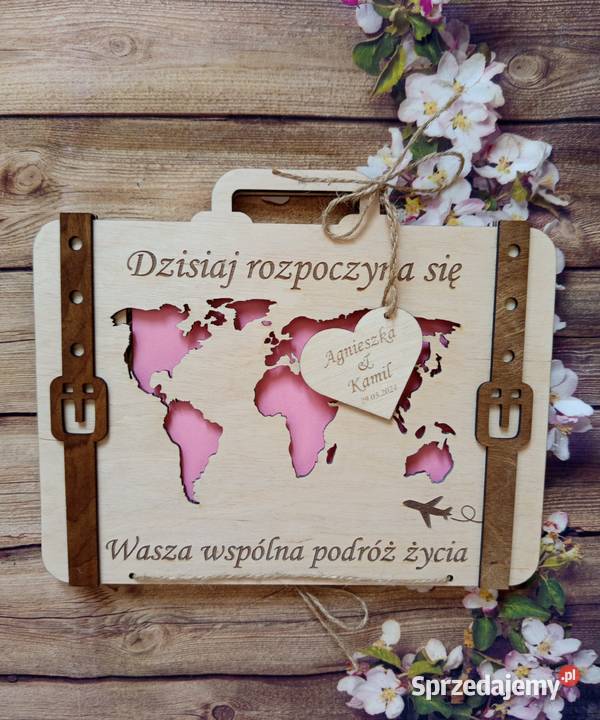 Drewniana walizka ślubna na pieniądze z Bełchatów sprzedam