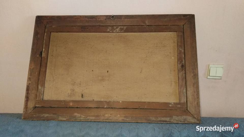 Piękny i stary obraz olejny koniec XIX w Bzy Opole