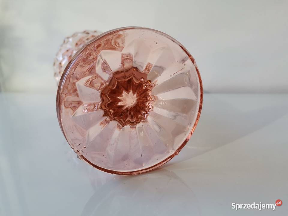 Stary różowy wazon szkło Art Deco Porcelana i szkło Katowice