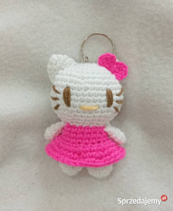 Hello Kitty wykonana na szydełku brelok Łask