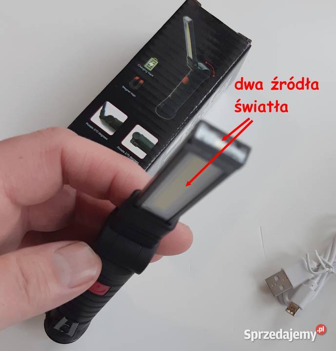Praktyczna latarka LED ładowanie USB 360 stopni