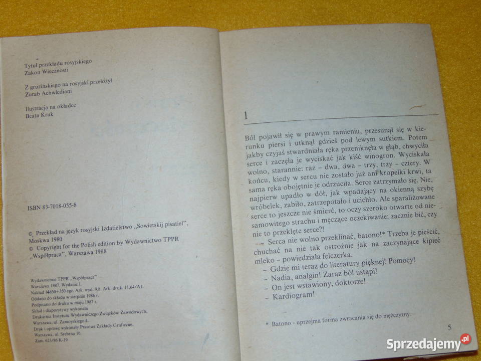 Prawo wieczności Nodar Dumbadze Rok wydania 1988 Proza i poezja Lublin