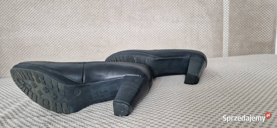 czółenka słupek czarne 38 skóra skóra ekologiczna Kraków