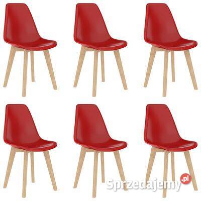 vidaXL Krzesła stołowe 6 czerwone plastik289121