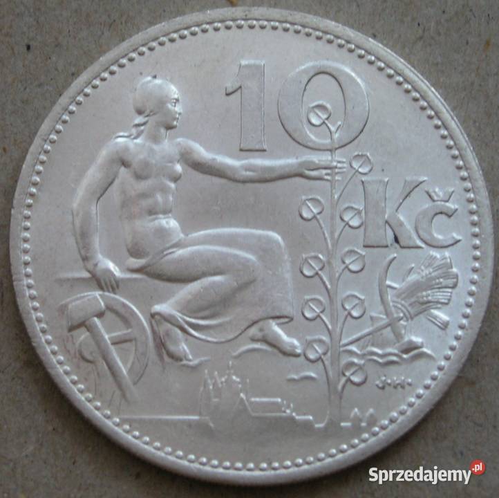 CZECHOSŁOWACJA 10 KORON 1932 SREBRO STAN 12 Łódź