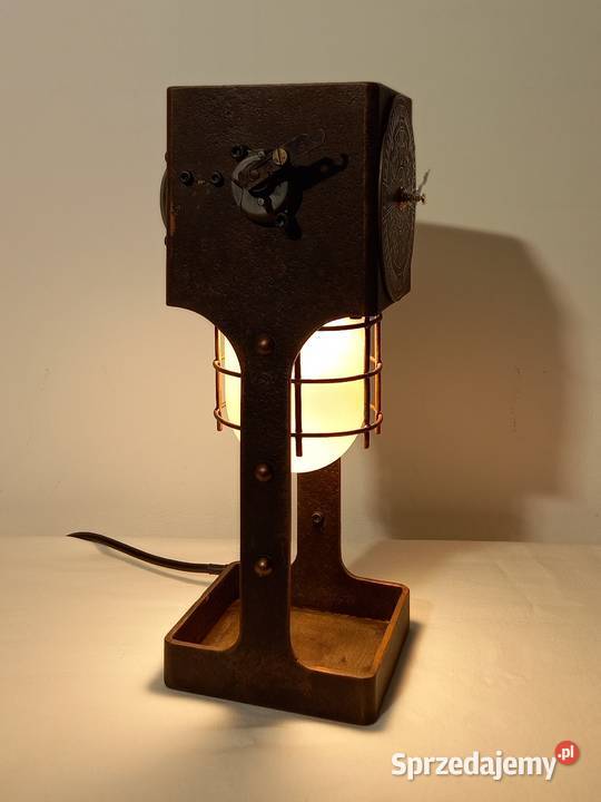 Lampa stołowa z zegarem Industrial steampunk inny kolor Oświetlenie Grójec