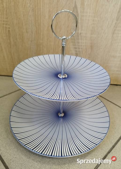 Porcelanowy dwupoziomowy talerz piętrowy stojak Inowrocław