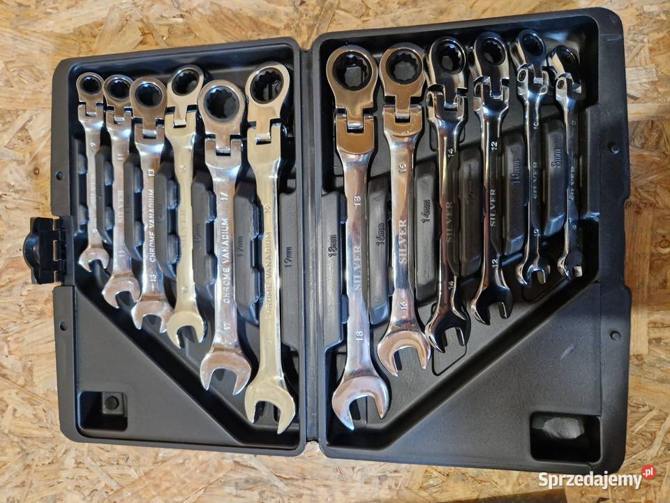 KLUCZE PŁASKIE OCZKOWE Z GRZECHOTKĄ KUTE CrV Klucze Głogowa