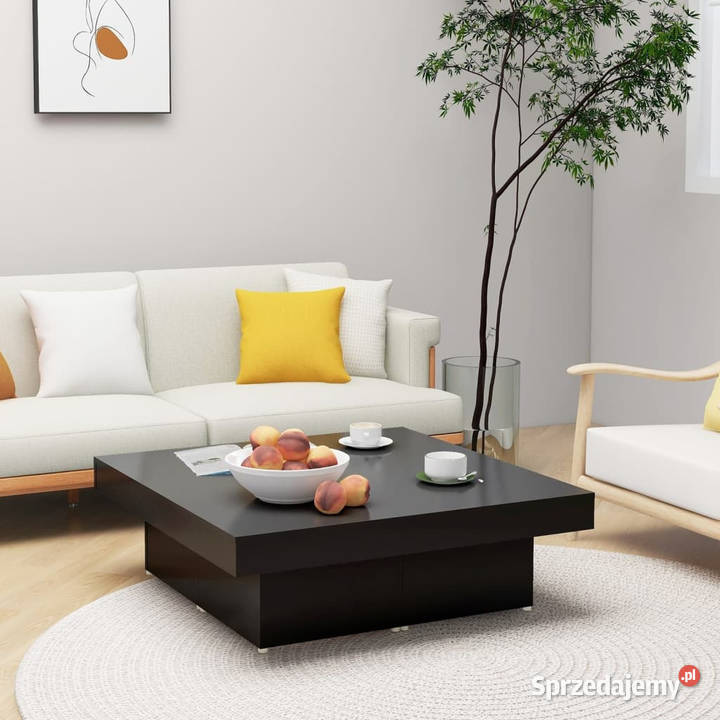 Stolik kawowy czarny 90x90x28 materiał Warszawa