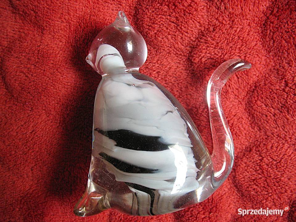 KOT Szklany w stylu Murano 10 x 11 x 5 Figurka z wielokolorowy Siedlce