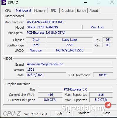 Procesor I7 7700K Płyta główna ASUS Strix Z270F Kielce