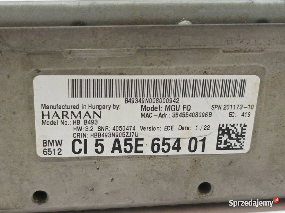 RADIO NAWIGACJA CZYTNIK HARMAN 5A5E65401 Bmw