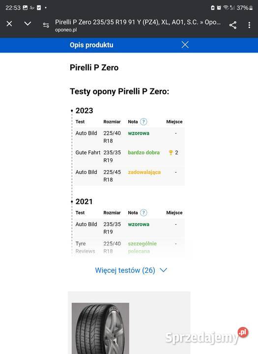 Opony Pirelli PZERO 24535 R19 Letnie 4 Opony 2 Pirelli Samochodowe lubuskie Zielona Góra