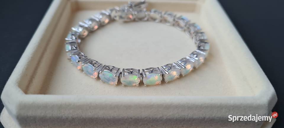 Bransoletka srebro rodowane 925 opale etiopskie srebro Otwock