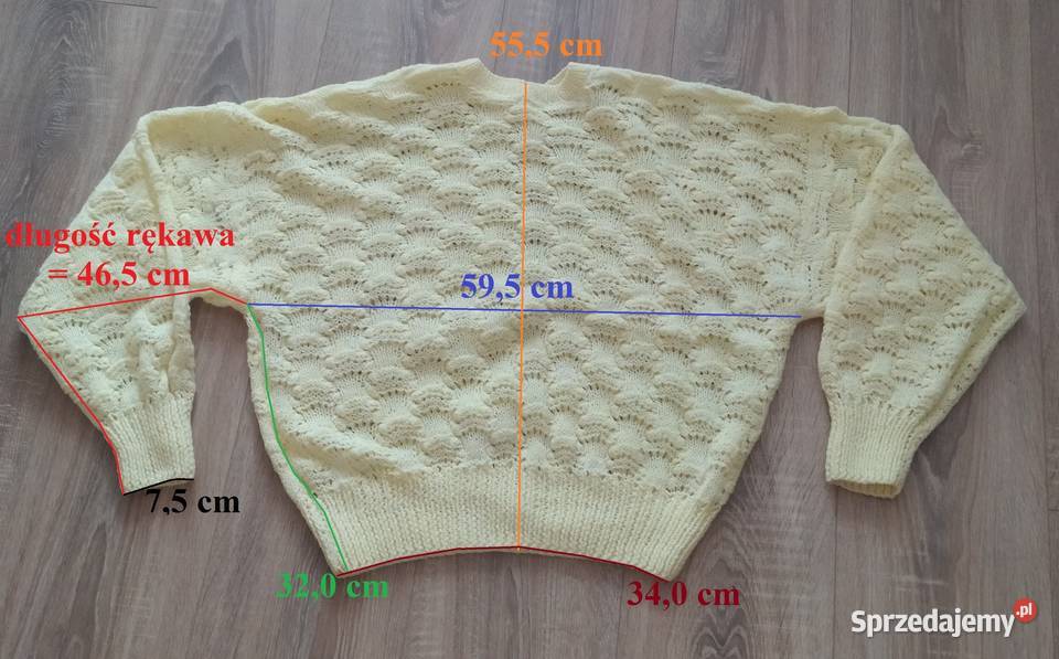 Sweter damski WŁÓCZKA żółty Wkładane przez głowę  Hajnówka sprzedam