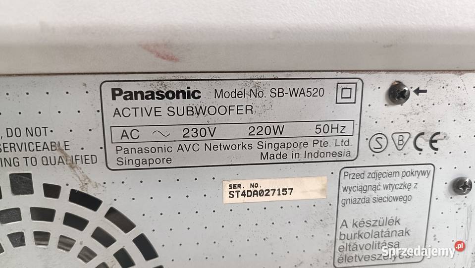 Subwoofer aktywny PANASONIC SBWA520 Słuchawki i głośniki Poznań