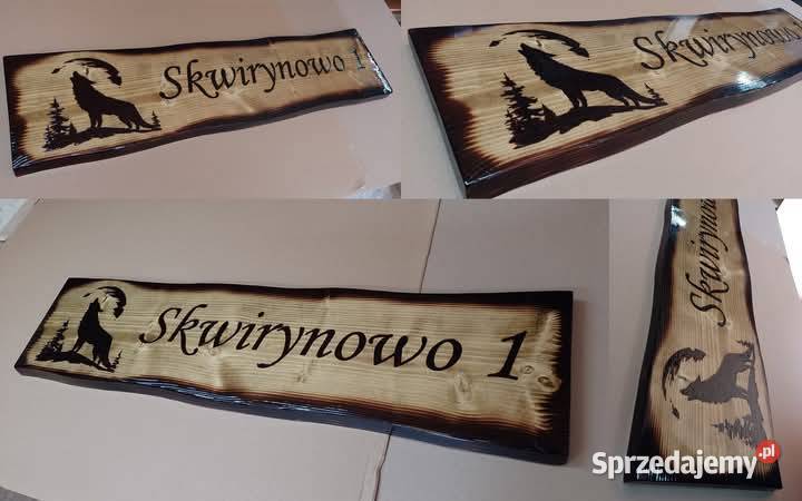 Szyld 170 grawerowany na drewnie REKLAMA projekt Roczyny