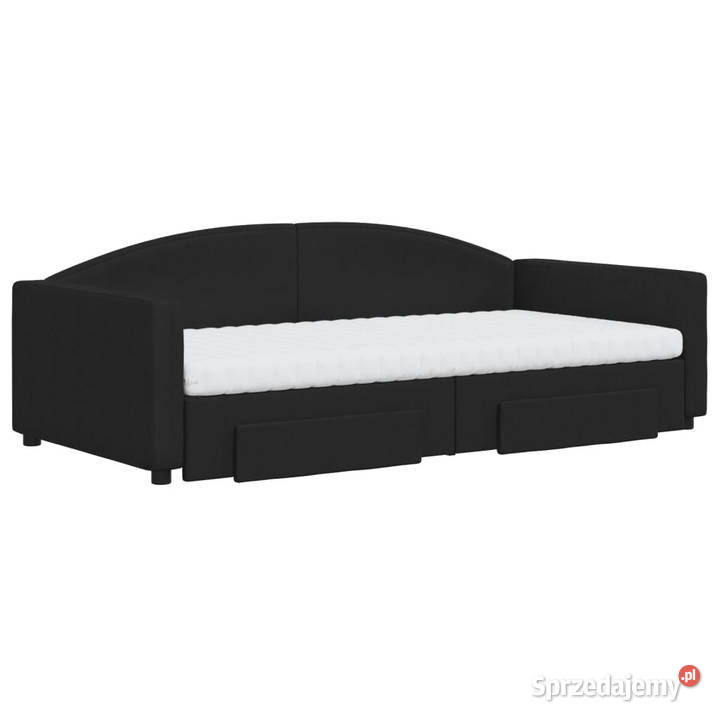 Sofa rozsuwana z szufladami czarna tkanina