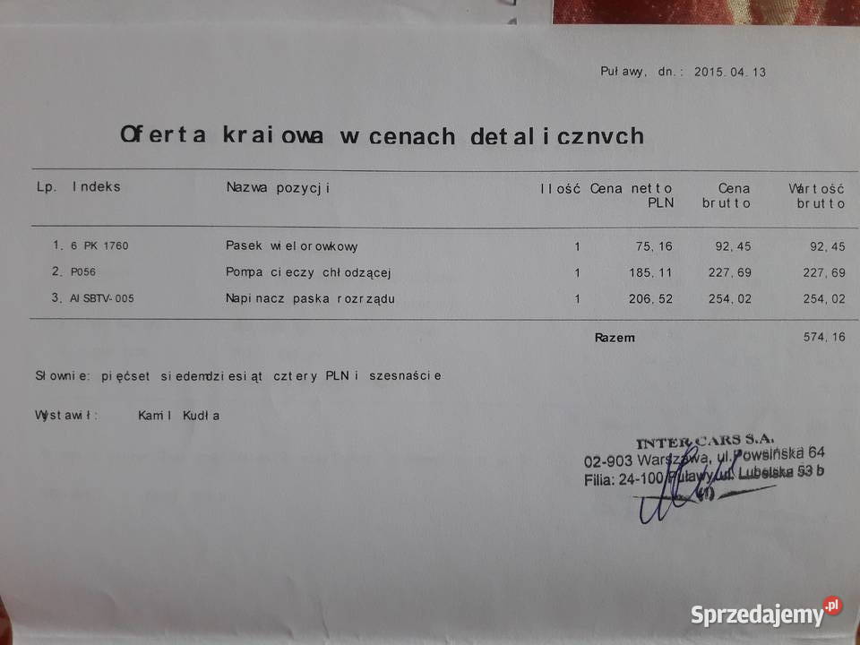 Pompa wody volvo850 24b Puławy