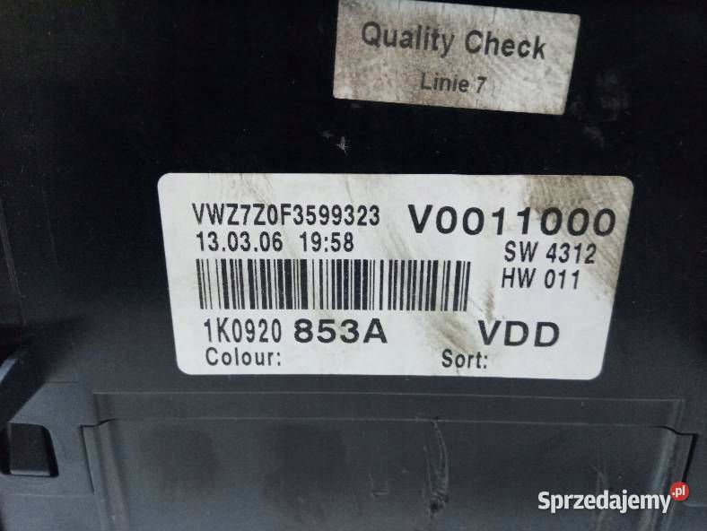 LICZNIK 1K0920853A Volkswagen Golf V 20042008