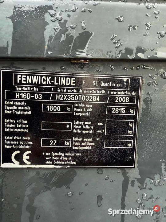 wózek widłowy LINDE H16D03 diesel 380m 2000 Wózki widłowe Działoszyn