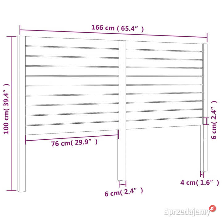 Wezgłowie łóżka 166x4x100 lite drewno sosnowe