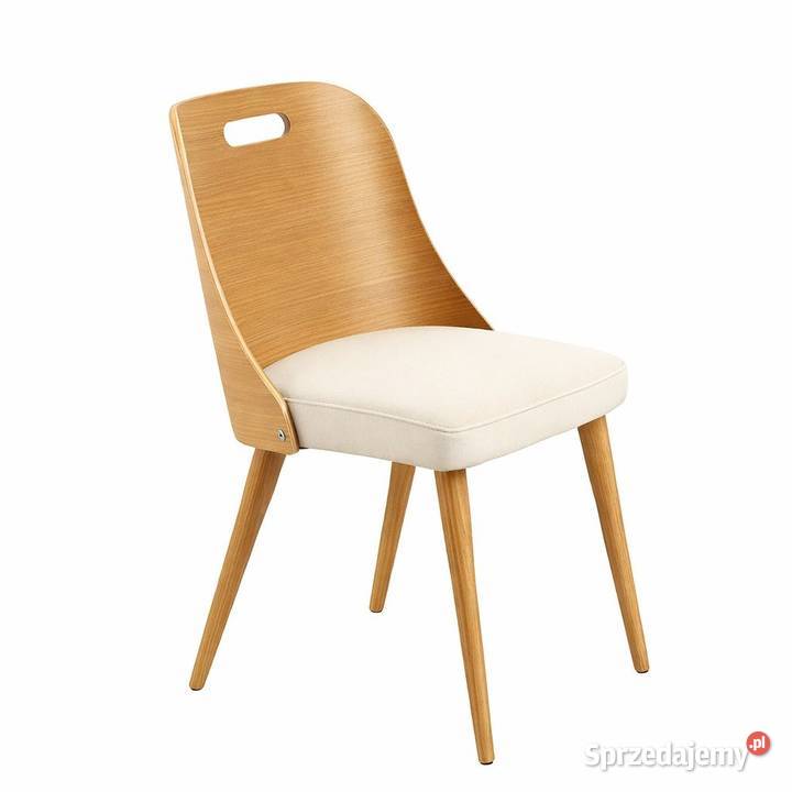 Krzesło Drewniane Tapicerowane Ecru KDD77 52cm