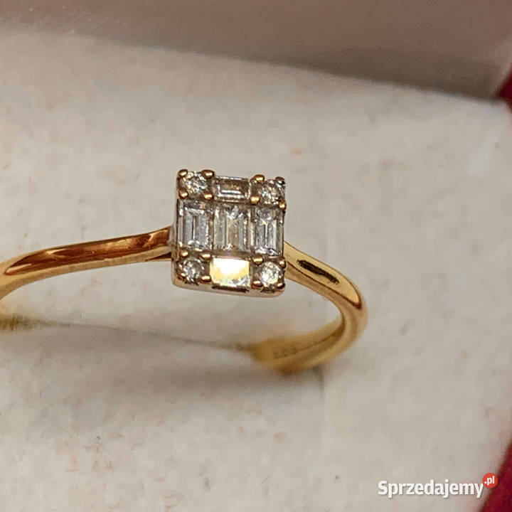 Złoty PIERŚCIONEK damski 14K cudowne DIAMENTY mazowieckie Warszawa