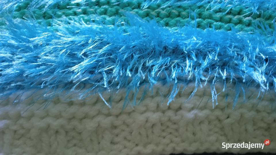 DUŻY CIEPŁY PLED Z WŁÓCZKI moje rękodzieło wielokolorowy wielkopolskie Piła