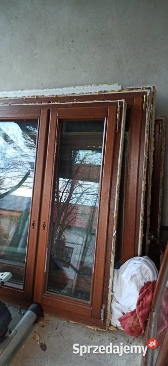 Okna drzwi balkonowe drewniane z demontażu Koziarnia