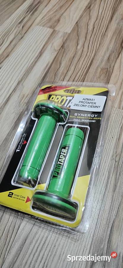 Manetki gripy motocyklowe zielone napis protaper Rybarzowice