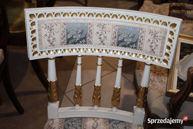 Białe krzesło Gustawiańskie 735