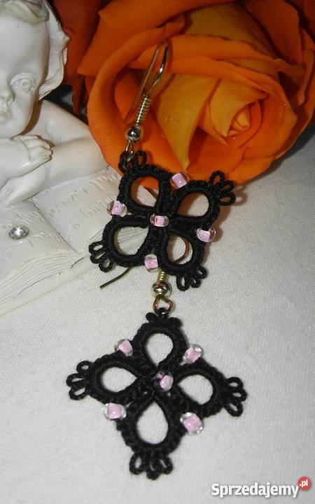 Kolczyki Frywolitkowe Kolczyki Wiśniowa