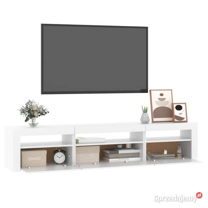 Szafka pod TV z oświetleniem LED biała 195x35x40 RTV mazowieckie Warszawa