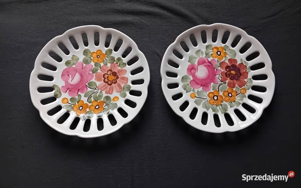 Dwa ręcznie malowane ażurowe talerzyki ZF Koło