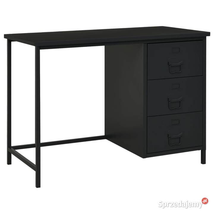 vidaXL Industrialne biurko z szufladami, czarne, 105x52x75 c