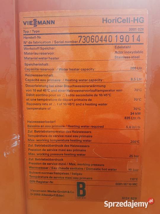 Bojler nierdzewny Viessmann 200l poziomy Ogrzewanie Zborowskie