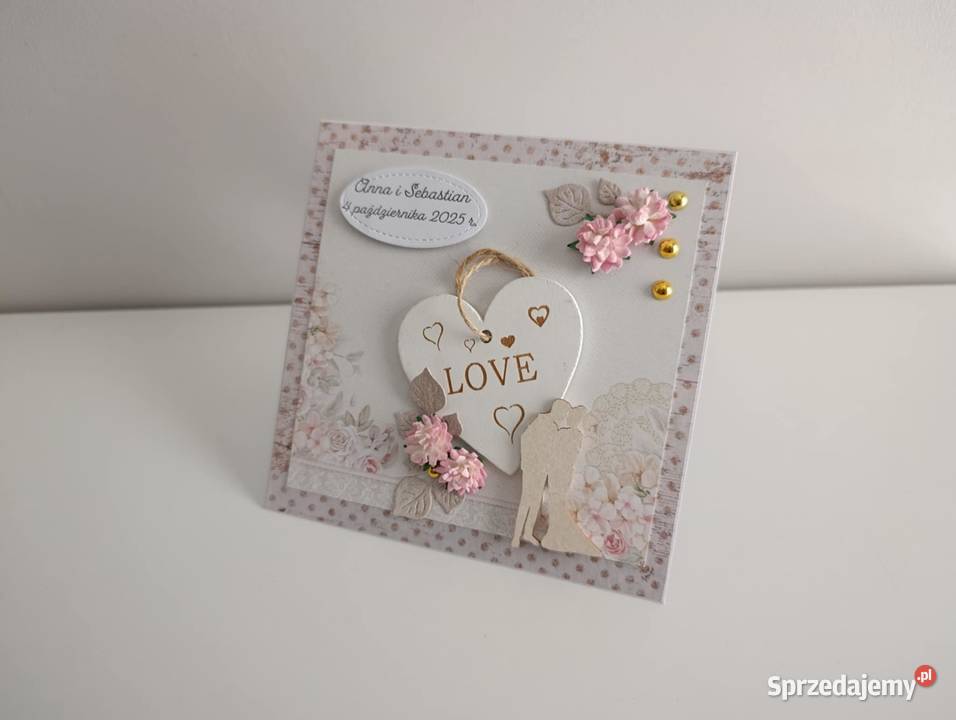 Personalizowana kartka ślubna ręcznie wykonana Łódź