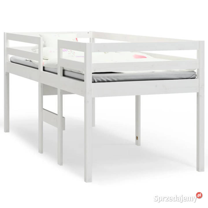 Wysokie łóżko białe lite drewno sosnowe 90x200 mazowieckie