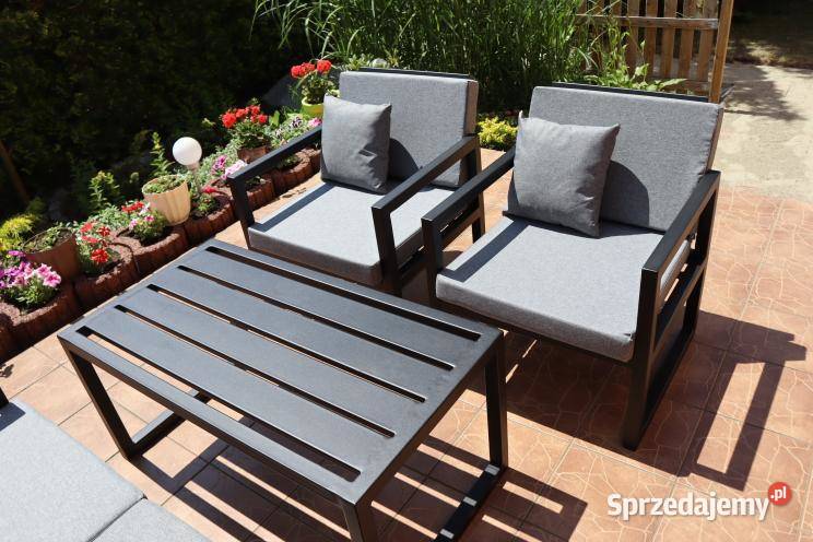 Meble ogrodowe stalowe komplet poduszki Gołkowice
