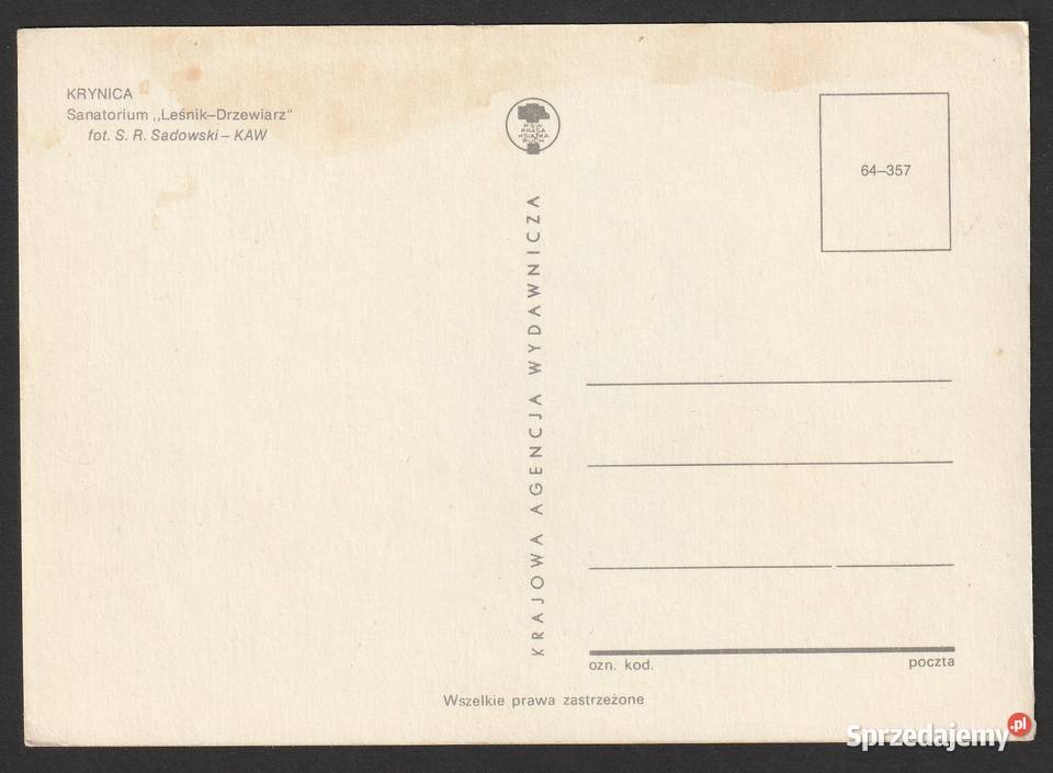 KRYNICA SANATORIUM LEŚNIK DRZEWIARZ BEZ OBIEGU Łódź