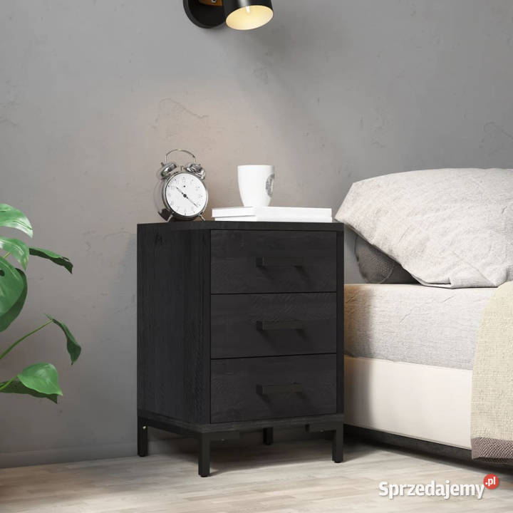 Szafka nocna czarna 40x30x55 drewno sosnowe z Warszawa