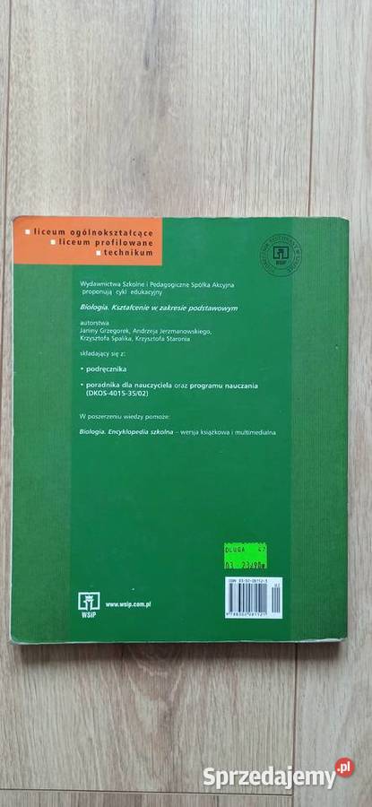 Biologia WSiP Grzegorek Jerzmanowski Kraków sprzedam