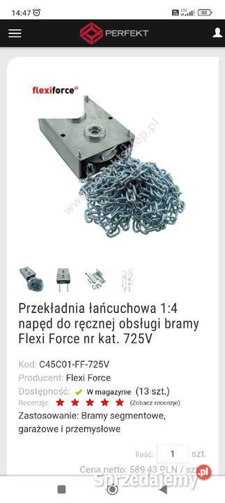 Przekładnia łańcuchowa do bram garażowych Zagościniec