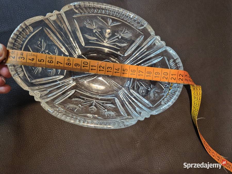 Kryształowa misa w kwiaty PRL antyk