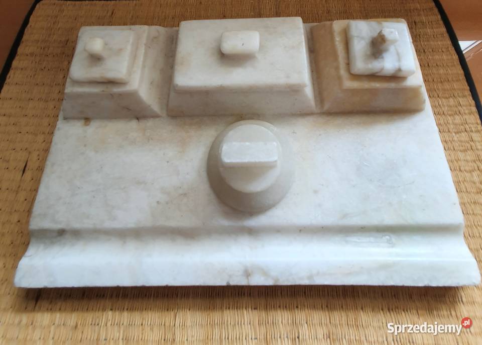 PRZYBORNIK NA BIURKO z alabastru przedwojenny lubelskie Lublin sprzedam
