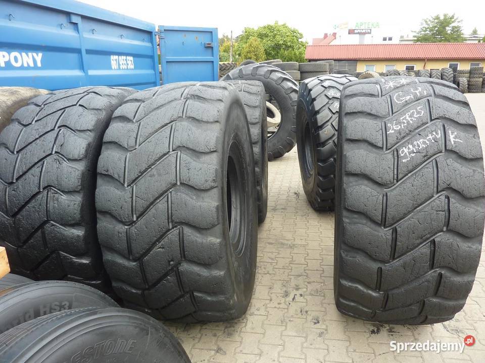 2x Opona używana przemysłowa 265R25 GOODYEAR 230 25cale Zaścianki