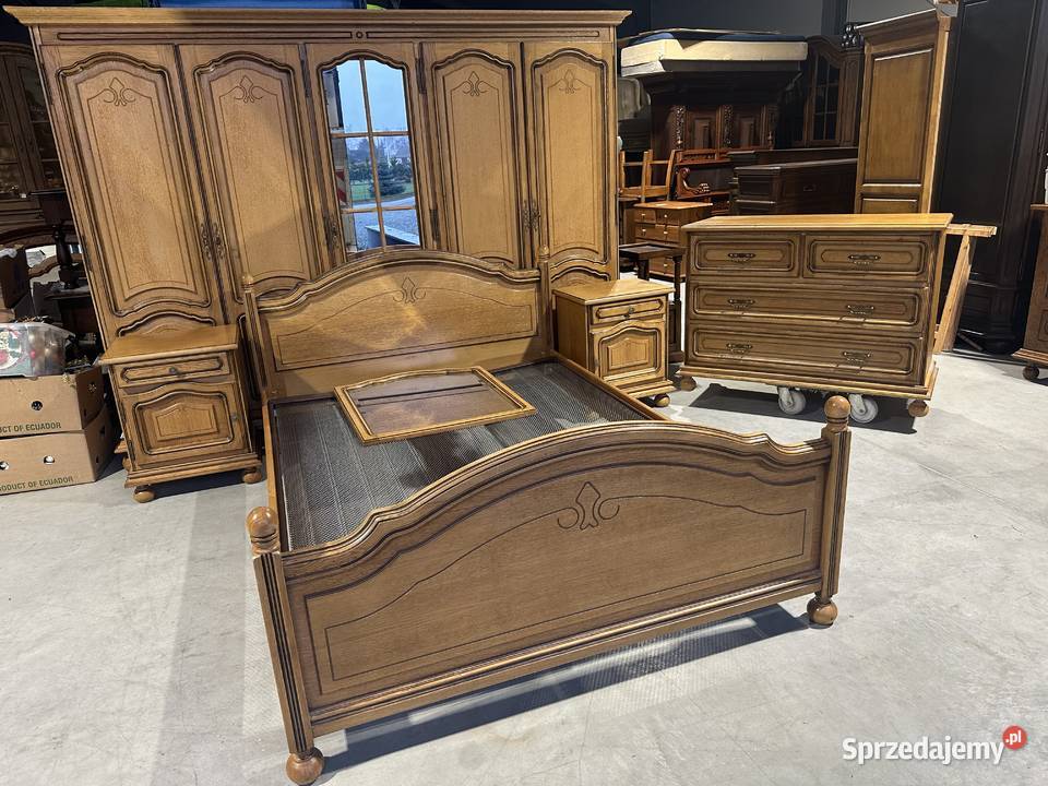 Dębowa sypialnia łóżko 140 szafki komoda szafa