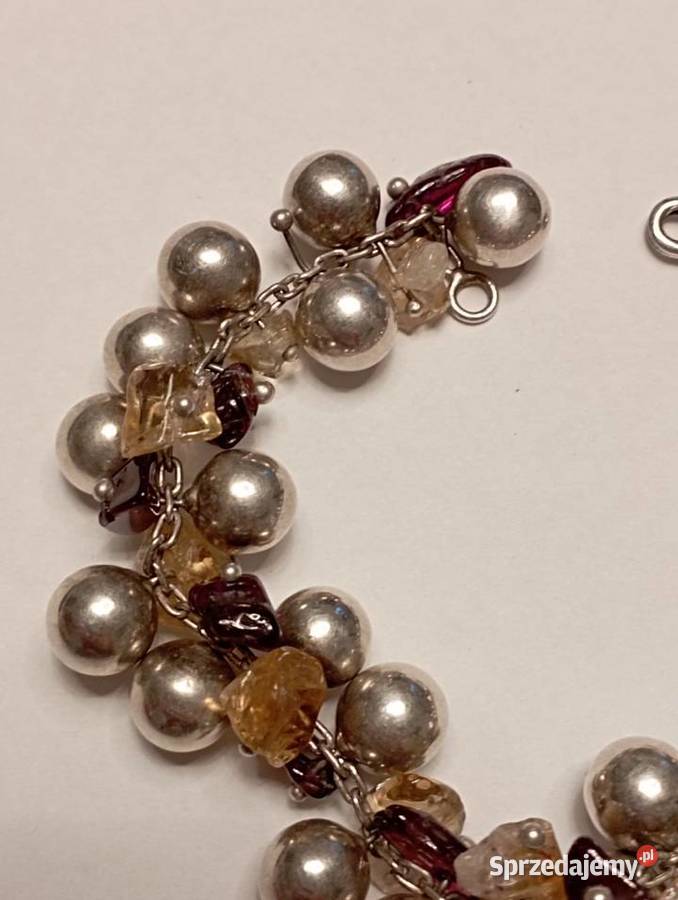 Bransoletka srebrna kulki i kamienie Bransoletki Radom